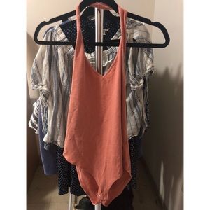 Forever21 Orange Halter-Top Bodysuit